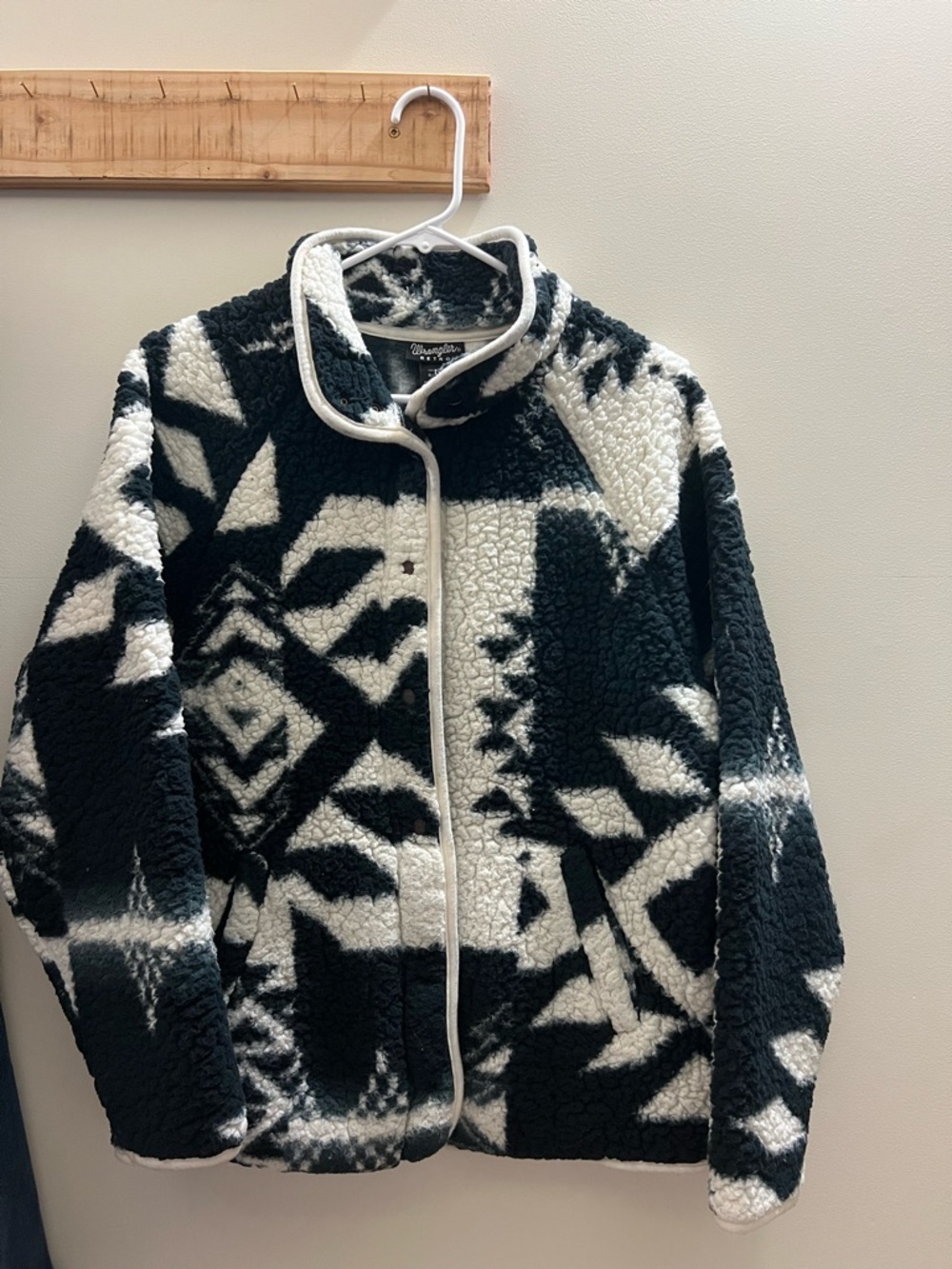 Wrangler Retro Black and White Sherpa Hoodie